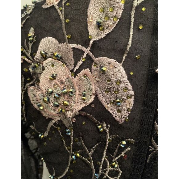 Mac Duggal 20476 Floral Embroidered Long Sleeve Dress Size 4 - Picture 13 of 15